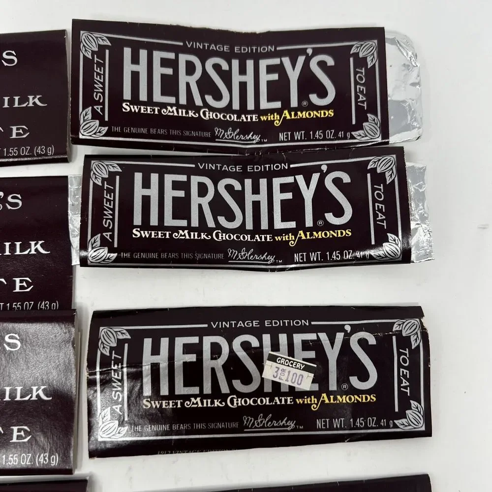 1990s HERSHEY'S Candy Bar Wrapper Lot of 15 Chocolate Hershey, PA vintage Almond